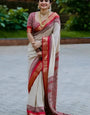 Beauteous Beige Digital Printed Dola Silk Saree With Beautiful Blouse Piece
