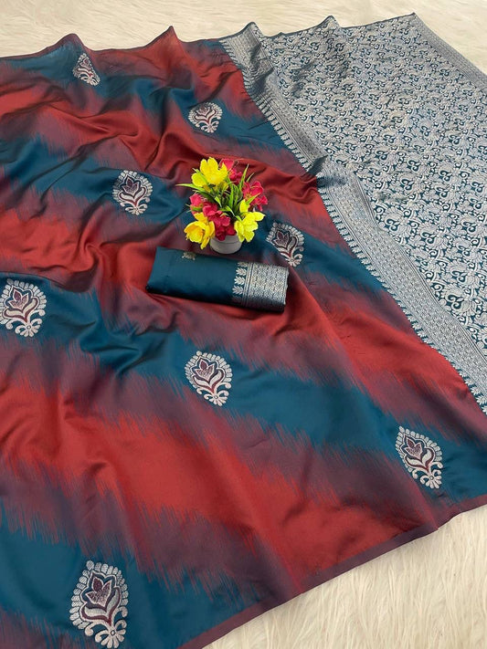 Moiety Blue Soft Silk Saree With Posh Blouse Piece