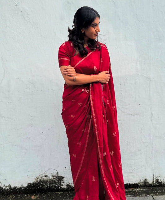 Charming Dark Pink Banarasi Khadi Silk Saree With Hypnotic Blouse Piece