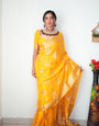 Lovely 1-Minute Ready To Wear Yellow Cotton Silk Saree