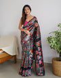 Allure Navy Blue Pashmina saree With Amazing Blouse Piece