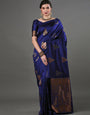 Exquisite Blue Soft Silk Saree With Adoring Blouse Piece