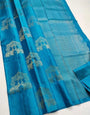 Breathtaking Turquoise Soft Silk Saree With Adorable Blouse Piece