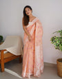 Extraordinary Peach Cotton Silk Saree With Lovely Blouse Piece