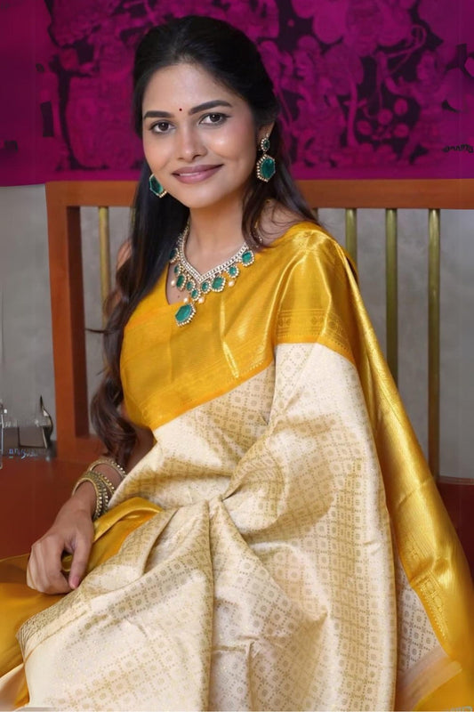 Twirling Beige Soft Silk Saree With Attractive Blouse Piece