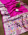 Refreshing Magenta Paithani Silk Saree With Flaunt Blouse Piece