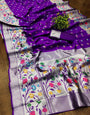 Wonderful Purple Paithani Silk Saree With Mesmerising Blouse Piece