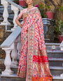 Sensational Baby Pink Pashmina saree With Lissome Blouse Piece