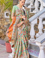 Staring Pista Pashmina saree With Efflorescence Blouse Piece