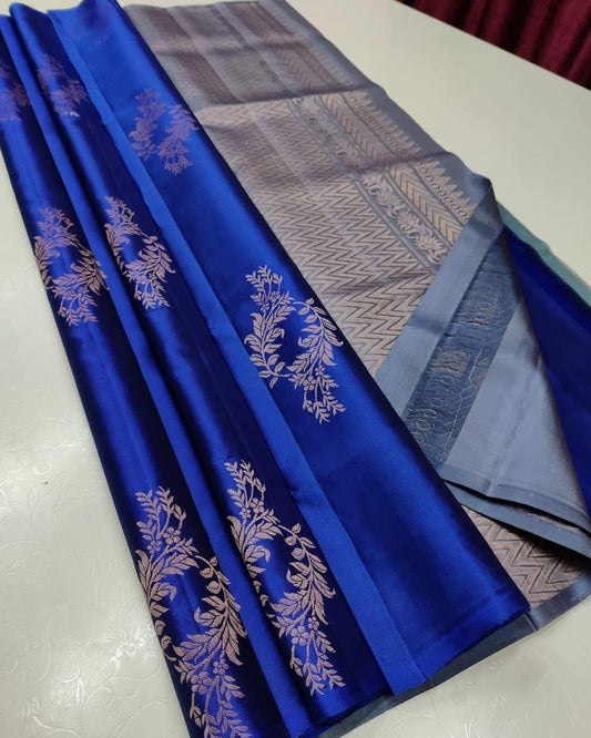 Mesmeric Blue Soft Silk Saree With Engaging Blouse Piece