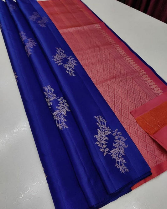 Arresting Blue Soft Silk Saree With Propinquity Blouse Piece