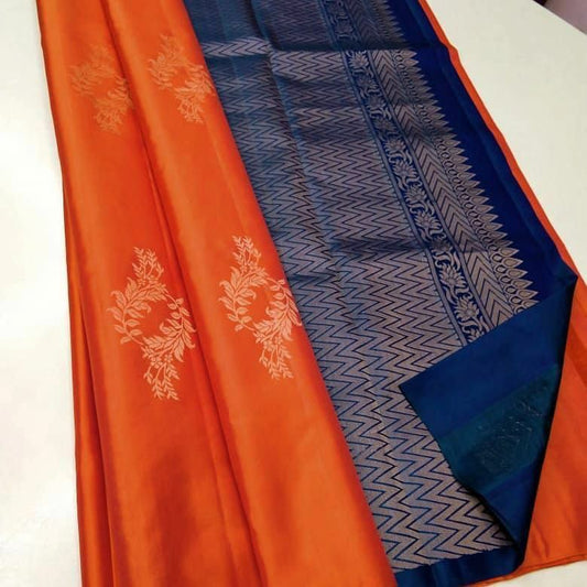 Inspiring Orange Soft Silk Saree With Alluring Blouse Piece