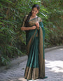 Amiable Dark Green Soft Silk Saree With Dazzling Blouse Piece