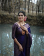 Imbrication Navy Blue Soft Silk Saree With Angelic Blouse Piece