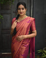 Magnificat Dark Pink Soft Silk Saree With Ailurophile Blouse Piece