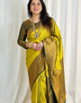 Snazzy Lemon Soft Silk Saree With Inspiring Blouse Piece