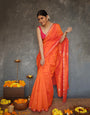 Scintilla Orange Cotton Silk Saree With Evanescent Blouse Piece