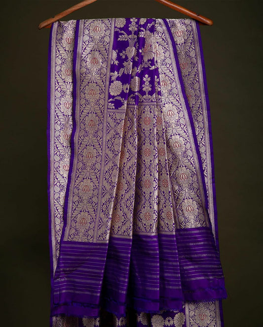 Prominent Purple Soft Banarasi Silk Saree With Pretty Blouse Piece
