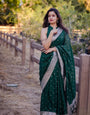Moiety Green Cotton Silk Saree With Sensational Blouse Piece