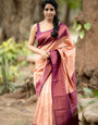 Adorning Peach Soft Silk Saree With Impressive Blouse Piece