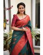 Imbrication Rama Soft Silk Saree With Artistic Blouse Piece