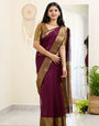 Sempiternal Wine Cotton Silk Saree With Staggering Blouse Piece