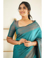 Eloquence Rama Soft Silk Saree With Lagniappe Blouse Piece