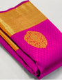 Stunning Dark Pink Soft Banarasi Silk Saree With Lissome Blouse Piece
