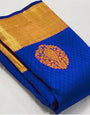 Trendy Royal Blue Soft Banarasi Silk Saree With Lissome Blouse Piece