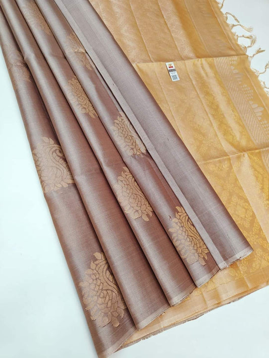 Incredible Grey Soft Silk Saree With Fantabulous Blouse Piece