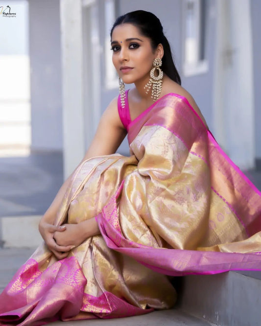 Sophisticated Beige Soft Silk Saree With Staggering Blouse Piece