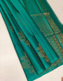 Ideal Firozi Soft Silk Saree With Exemplary Blouse Piece