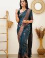 Prominent Rama Soft Silk Saree With Blissful Blouse Piece