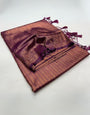 Epiphany Wine Kanjivaram Silk Saree With Fragrant Blouse Piece