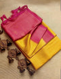 Desuetude Yellow Kanjivaram Silk Saree With Redolent Blouse Piece