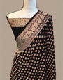 Brood Black Soft Banarasi Silk Saree With Gleaming Blouse Piece