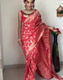 Classic 1-Minute Ready To Wear Red Soft Silk Saree