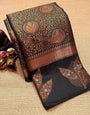 Staring Black Soft Silk Saree With Murmurous Blouse Piece
