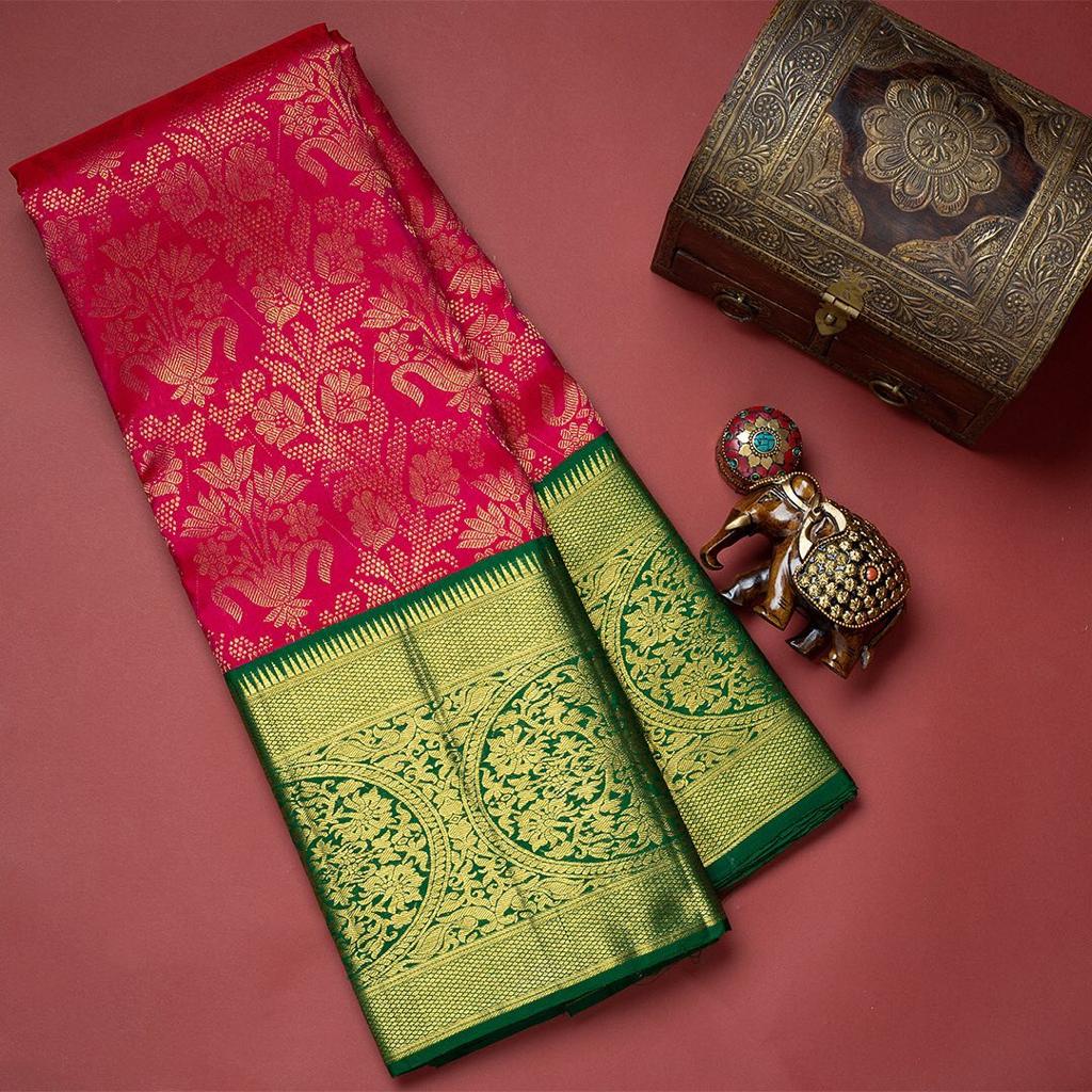 Amber Pink Soft silk Print Work Rukmani Banarasi Saree main image 1