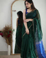 Fragrant Green Cotton Silk Saree With Classy Blouse Piece