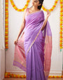 Improbable Lavendor Cotton Silk Saree With Nemesis Blouse Piece