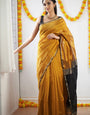 Magnificat  Mustard Cotton Silk Saree With Imbrication Blouse Piece
