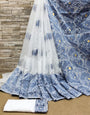 Profuse White Cotton Silk Saree With Palimpsest Blouse Piece