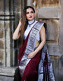 Deserving Wine Soft Banarasi Silk Saree With Attractive Blouse Piece