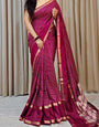 Sizzling Dark Pink Digital Printed Dola Silk Saree With Gratifying Blouse Piece
