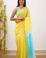 Charismatic Yellow Cotton Silk Saree With Forbearance Blouse Piece
