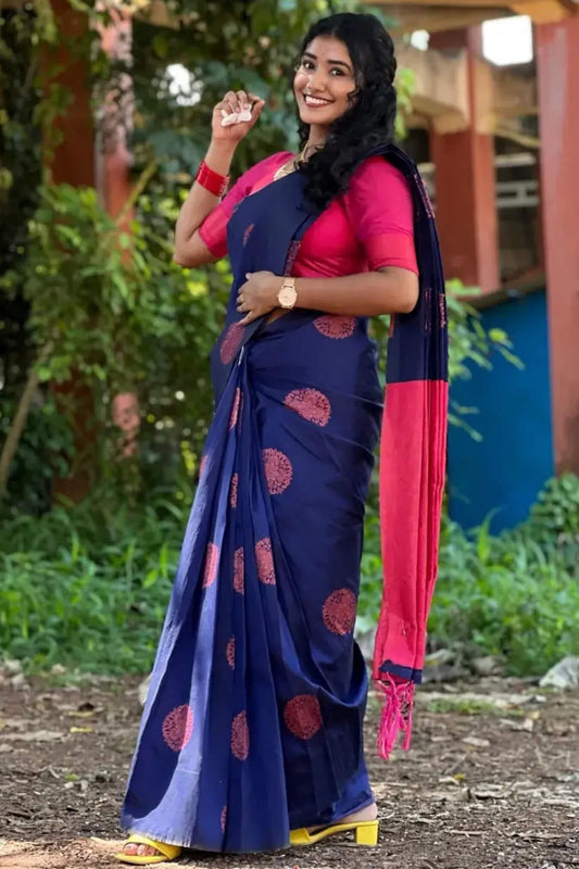 Verdant Blue Soft Silk Saree With Delectable Blouse Piece
