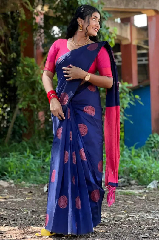 Verdant Blue Soft Silk Saree With Delectable Blouse Piece