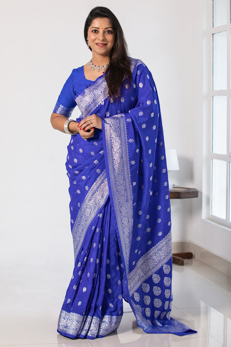 Moiety Blue Soft Silk Saree With Exquisite Blouse Piece