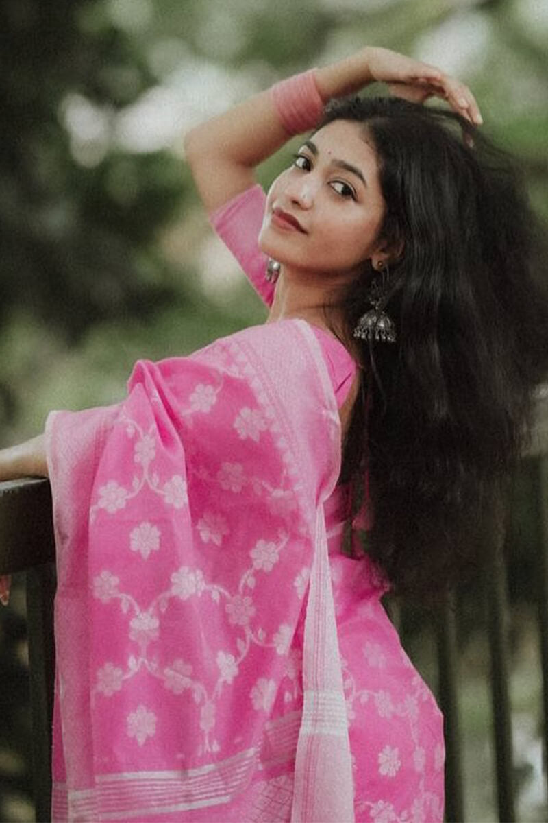 Engaging Pink Cotton Silk Saree With Whimsical Blouse Piece